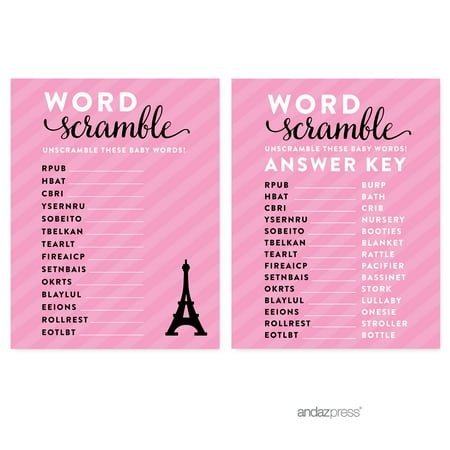 Word Scramble Paris Bonjour Bebe Girl Baby Shower Game 20 Pack Word Scramble Paris Bonjour Bebe Girl Baby Shower Game 20 Pack