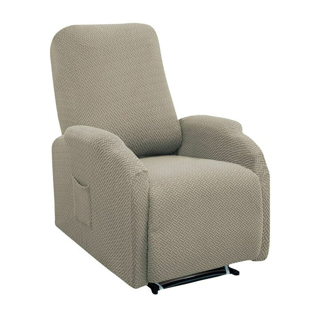 MYG Housse de Fauteuil Inclinable Simple Extensible à Rayures Imperméable avec Poche de Rangement, Protecteur de Canapé Élastique pour Salon, Installation et Retrait Faciles