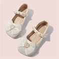 thumbnail image 5 of Viluyesy Girls Princess Dress Shoes - Toddler Bow Pearl Rhinestone Flats Soft Sole Ballet Slip-On Wedding Party Stage Performance School Uniform (2.5-11.5 Years) Beige Size 12 M, 5 of 8