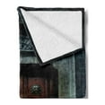 thumbnail image 2 of Gothic Soft Flannel Fleece Blanket, Photo of Antique Aged Wooden Door of Dark Haunted Old House Gothic Style Night Theme, Cozy Plush for Indoor and Outdoor Use, 70" x 90", Grey Brown, by Ambesonne, 2 of 5