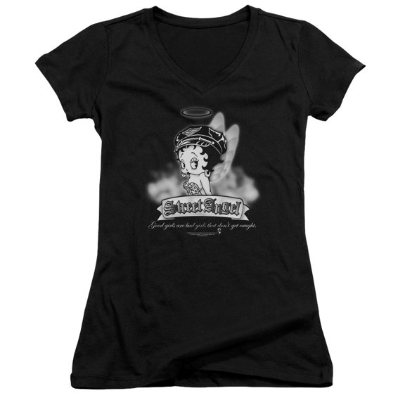 Betty Boop Street Angel Junior Women's T-Shirt V-Neck Black
