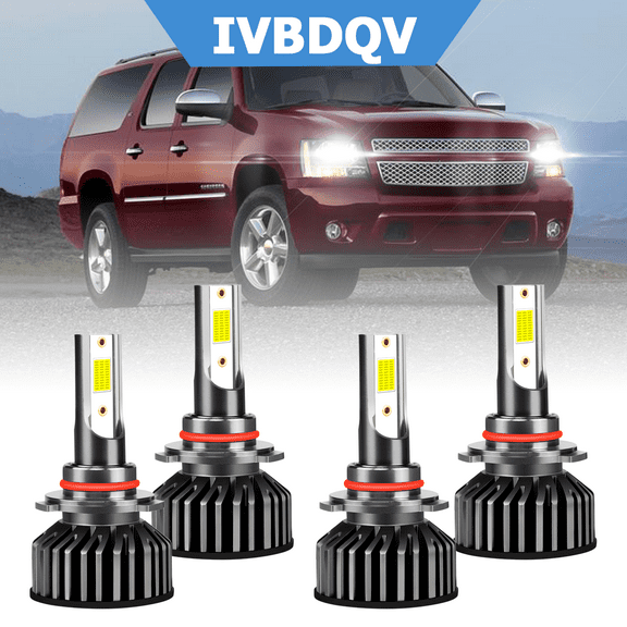 For Chevy Suburban 1500/2500 2000-2006 LED Headlight Bulbs 9005 High Beam   9006 Low Beam Kit 4Pcs 6000K White