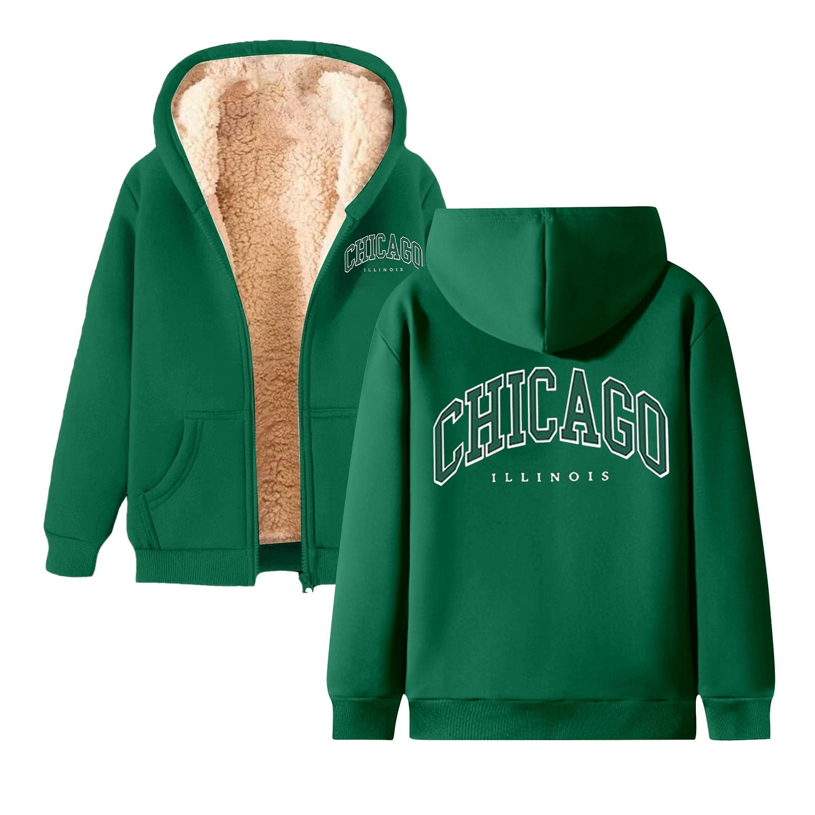 Men's And Women's Sports Winter Casual Same Style Autumn And Winter Fashion Same Style Casual Printed Sports Winter Coat With Zipper Hooded Sweatshirt With Pocket Long Sweatshirts Leggings Women's Zip