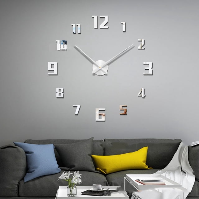 Reloj de pared grande con pegatina 3D de Vangold Modern Mute, ideal para decorar el hogar y la oficina, regalo grande