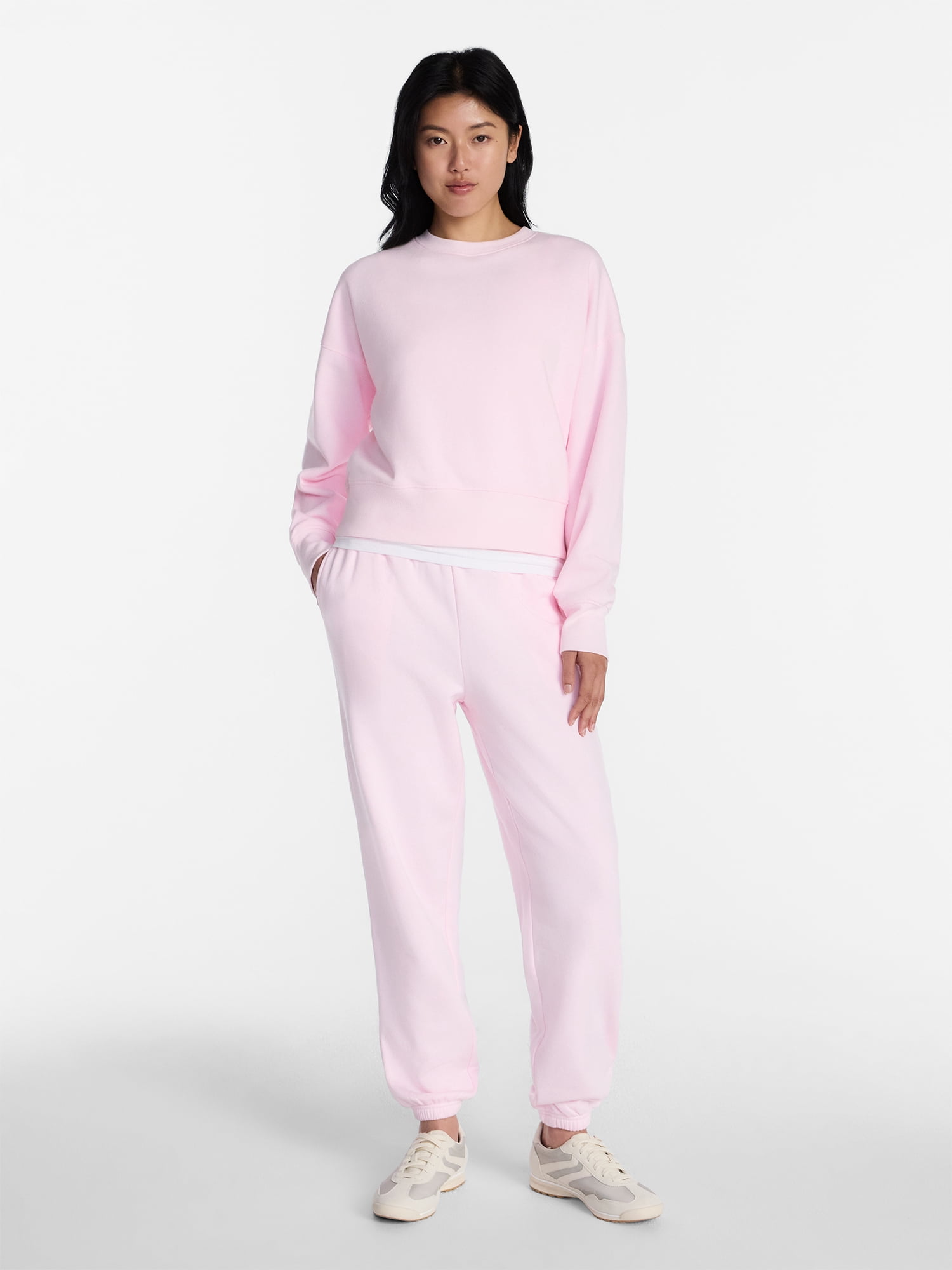 No Boundaries Boxy Fleece Sweatshirt, Midweight, Women's XXS-XXL