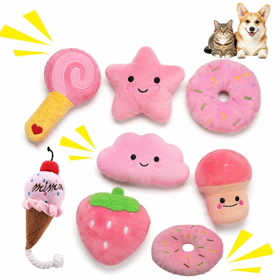 8-Piece Pink Puppy Toy Set – Squeaky Dog & Kitten Toys for Boredom Relief & Fun