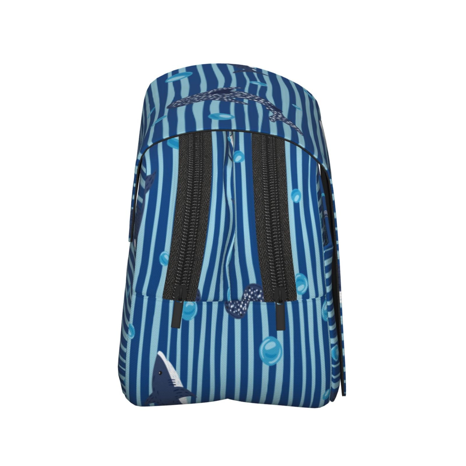 Rateoe Sharks on White Blue Striped Pattern Double Clamshell Pen Case, Storage Organizer with Two Zipper Compartments– Holds Up to 50 Pencils & Pens