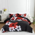 thumbnail image 5 of NTBED Floral Comforter Set Queen 6 PCS Bed in a Bag Red Flowers Printed on Black Botanical Bedding Sets Boho, 5 of 9