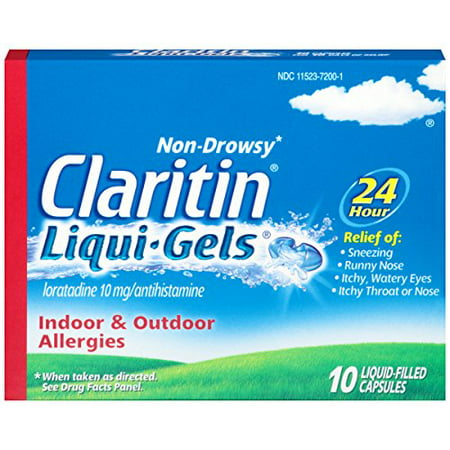 2 Pack Claritin 24 Hour Allergy Liqui Gels 10mg Non Drowsy Tablet 10 Count (The Best Non Drowsy Allergy Medicine)