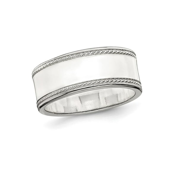 Gem & Harmony Mens Sterling Silver 8mm Edge Design Wedding Band Ring for Men