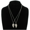 thumbnail image 3 of Silver Tone Broken Heart "I Love You With All My Heart" Sweetheart Pendant Necklaces Set Ladies Adult Female Women, 3 of 4