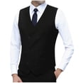 thumbnail image 2 of Mgmyaa Men's Slim Fit Sleeveless Vest with Notch Lapel and Pockets, Lightweight Formal Waistcoat Jacket for Office Casual Style, 2 of 3