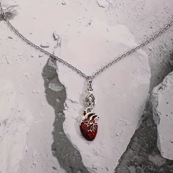 Bat-shaped Blood Drop Heart Pendant Necklace