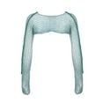 thumbnail image 5 of Coduop Women's Crochet Knitted Long Sleeve Crop Shrug Shirt Hollow Out Super Crop Tops, 5 of 7