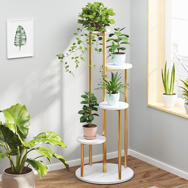 White And Gold Plant Stand Mid Century Modern Planter Plant Pot With