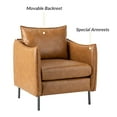 thumbnail image 4 of Vegan Leather Upholstered Accent Chair Lounge Armchair Sofa Moveable Cushion Metal Legs Reception Bedroom Camel, 4 of 5