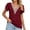 Wine, variant on Timegard Summer Tops for Women Petal Short Sleeve V Neck Solid Color Tee Shirts Casual Travel Tops Vacation