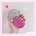 thumbnail image 2 of Espejo de maquillaje portátil de doble cara con forma de corazón y concha de hada para niña, 2 of 3