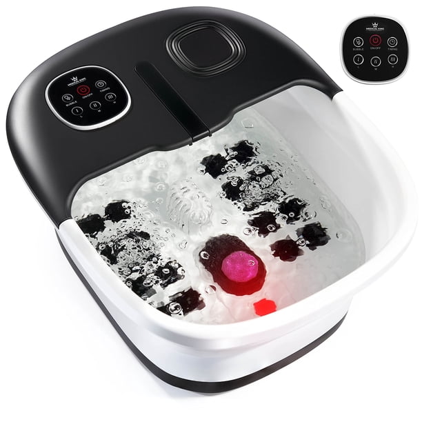 Medical King Foot Spa con Calor y Masaje y Jets Incluye Un Control Remoto Una Piedra Pómez Masajeador Plegable con Burbujas y Vibración