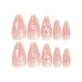 thumbnail image 3 of Long Almond Fake Y2K Nails Reusable Adhesive False Nails Press On Nails Pink Aurora Artificial Nails 3D Water Ripple Detachable, 3 of 7