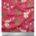 thumbnail image 1 of Soimoi Modal Satin Fabric Leaves & Flower Print Fabric by The Yard 42 Inch Wide, 1 of 1