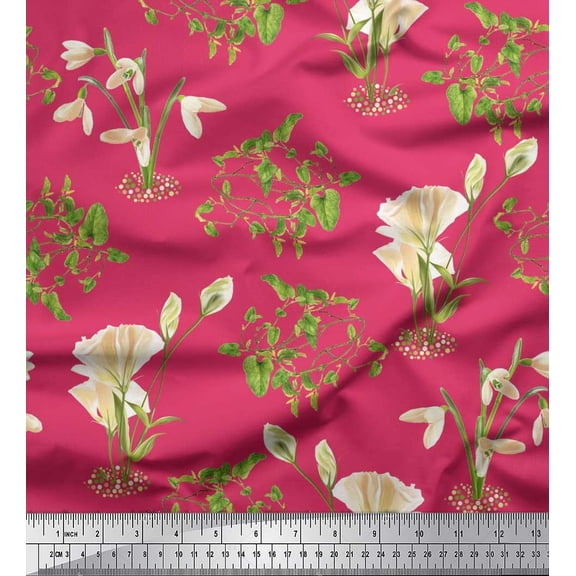 Soimoi Velvet Fabric Leaves & Flower Fabric Prints by Yard 58 Inch Wide