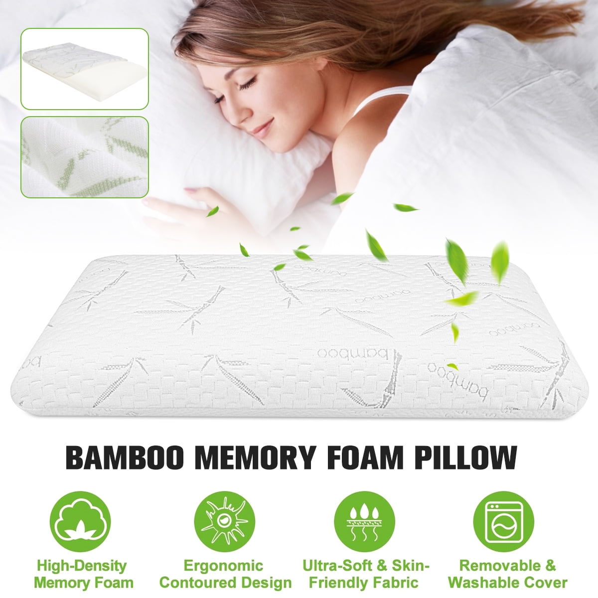 Soft Aloe Vera Memory Foam Pillow Comfort Relief For Back Neck Support Pack Of 1 