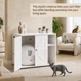thumbnail image 3 of Cat Litter Box Enclosure, Large Cat House | Self-Cleaning Litter Box, Dog Proof Cat Cabinet with Side Outlet and 5 ft Power Cord, Cross Frame Design, White, 3 of 8