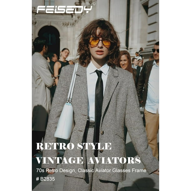 Retro Square Aviator Sunglasses Women Men 70s Vintage Trendy  display picture 1