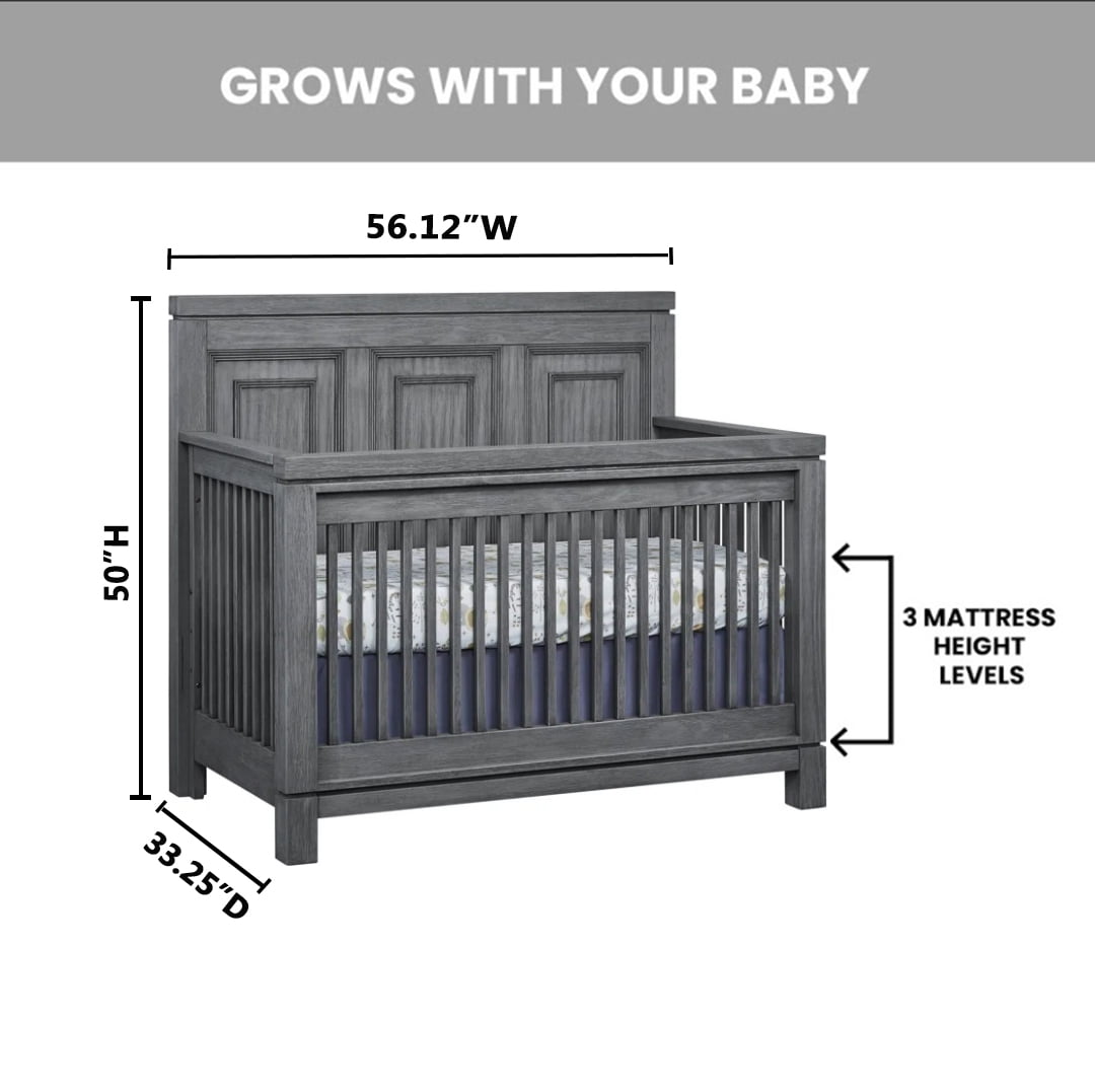 Soho Baby Manchester 4-in-1 Convertible Crib, Rustic Gray, GreenGuard Gold Certified
