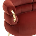thumbnail image 5 of Velvet Accent Chair with Curved Armrests, Leisure Sofa Chair with Gold Metal Legs, Modern Reading Chair for Living Room, Bedroom, Office, Weight Capacity 200 LBS, Wine Red, 5 of 7