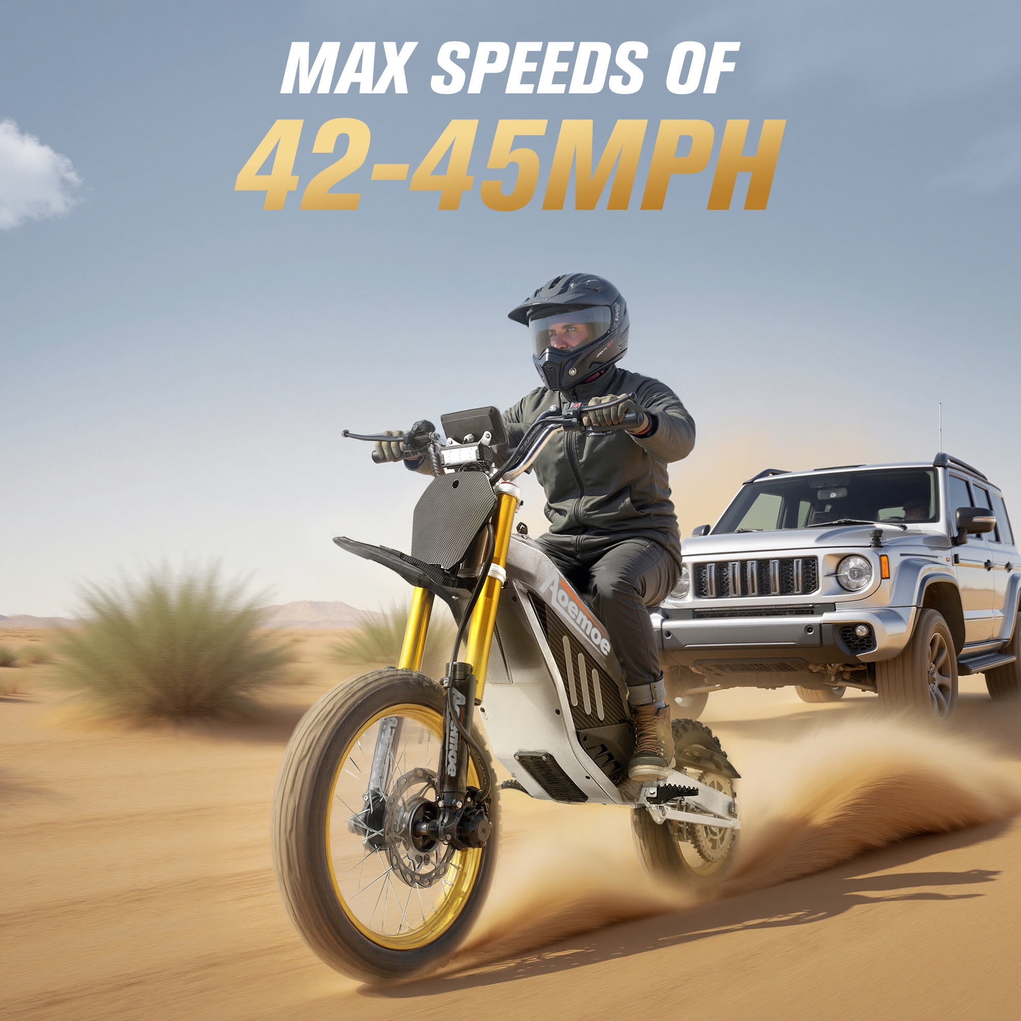 Aoemoe 48V Electric Dirt Bike 3000W (Peak Power) 42mph (White)