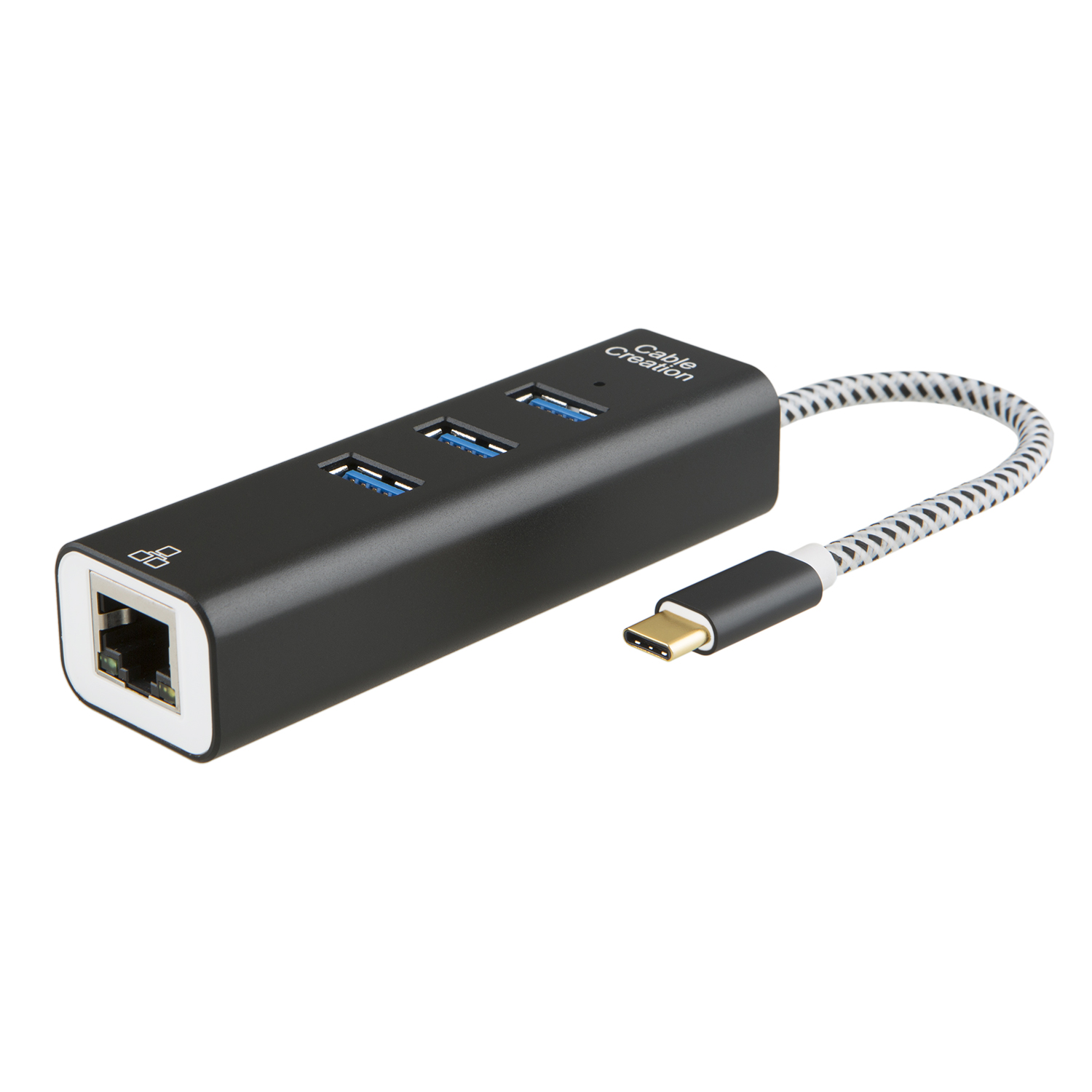 USB-C Hub, CableCreation USB 3.1 Type C to 3 Ports USB 3.0 Hub + Gigabit  Ethernet Port Adapter, for the Macbook/Pro & Other USB-C Devices, Black  Aluminum - Walmart.com