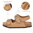 thumbnail image 2 of Sandalias ZUSERIS para niños pequeños, cómodas, con punta abierta, para interiores y exteriores, bonita plantilla de corcho con hebilla ajustable, color marrón, 12 niños pequeños = Label 31, 2 of 6