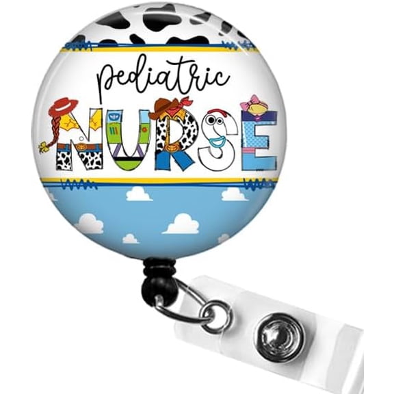 Pediatric Nurse Badge Reel - Retractable ID Holder for Children’s Hospital RN, PICU Nurse Accessory
