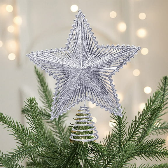 YIMWNYI Xmas Topper Christmas Tree Topper, Holiday Tree Decor, 5 Point Star Decoration, Indoor Outdoor Use, Metal Christmas Ornament, Festive Home Decor