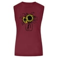 thumbnail image 5 of USSUMA Plus Womens Tops Dressy Casual Sleeveless Crewneck Women's Shirts and Blouses Loose Graphic Tank Tops T-Shirts for Women Trendy Sunflower Vase Print Tunic Top Summer Beach, 5 of 5