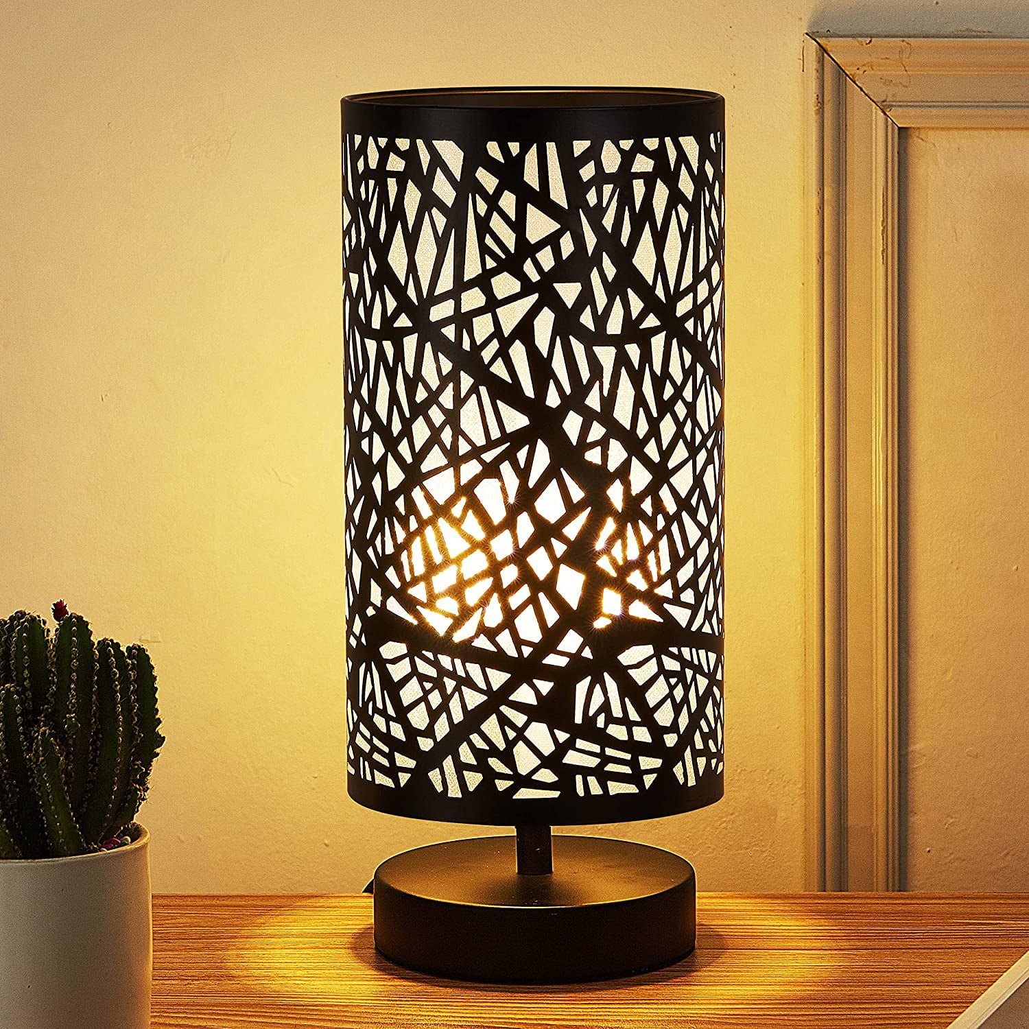 Bedside Table Lamps, 3 Color Changeable Side Table Lamps, Metal Nightstand Lamp for Bedroom