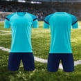 thumbnail image 3 of Odeerbi Kids Teen Boys Girls Mesh Soccer Training Uniform Set Color Block Short Sleeve T-Shirt Shorts Quick Dry Athletic Sets for 5-15 Years, 3 of 6