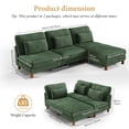 thumbnail image 4 of 101" Corduroy Armless Sectional Couch with Chaise, Oversized, Extra Deep Upholstered Seats,  Solid Wood Frame, L-Shaped Sofa, Neche Futon Bed for Living Room, Green, 4 of 13