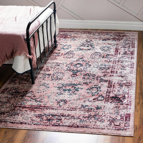 Unique Loom Sumter Collection Area Rug - Edmunds (5' 1" x 8' Rectangle Pink/Burgundy)