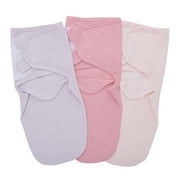 Parent's Choice 100% Cotton 3-Pack Adjustable Swaddle Wrap Blanket for Baby Girls, Solid Colors, 22" x 27"