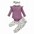 thumbnail image 7 of KaLI_store Cute Baby Girl Outfit Toddler Girl Long Sleeve Top +Pants Outfit Set Spring Fall Clothes Purple,3-6 Months, 7 of 7
