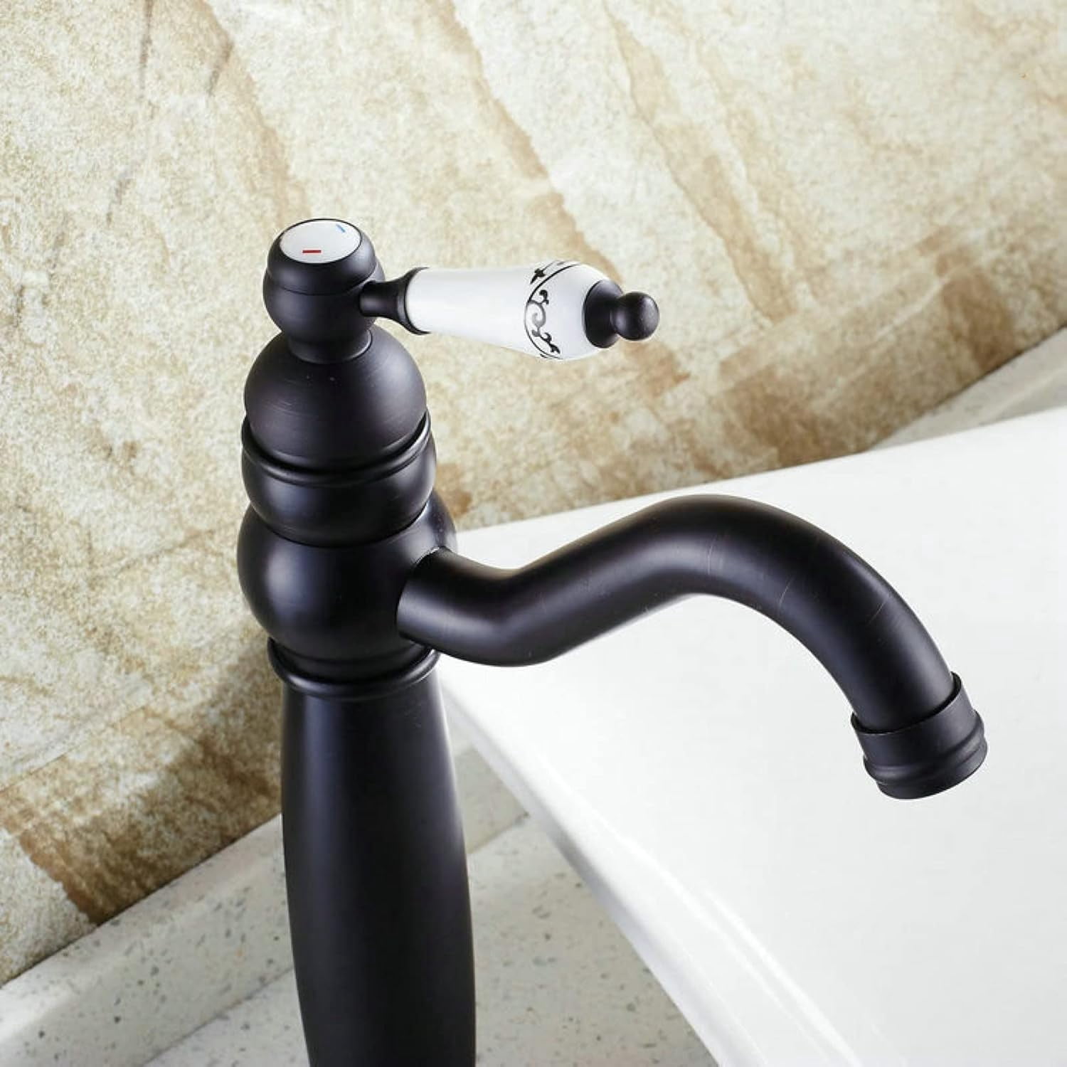 Bathroom Faucet Antique Brass, 360° Swivel Bathroom Vanity Faucet, Cold/Hot Water Basin Tap, Single Handle Bathroom Sink Faucet, Silver