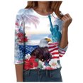thumbnail image 6 of GEWSEY 4Th of July Shirts Women 3/4 Sleeve Crewneck Cute Shirts Casual Print T Shirt (Navy, XL), 6 of 8