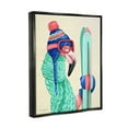 thumbnail image 3 of Stupell Industries Flamingo Bird Wearing Skiing Winter Sports Clothes Graphic Art Jet Black Floating Framed Canvas Print Wall Art, Design by Amelie Legault, 3 of 6