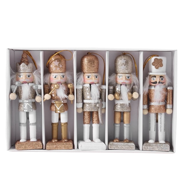 Nutcracker Wooden Christmas Ornament Hanging Tree Soldier Nutcrackers Decorations Decorpuppet Figures Miniking Set