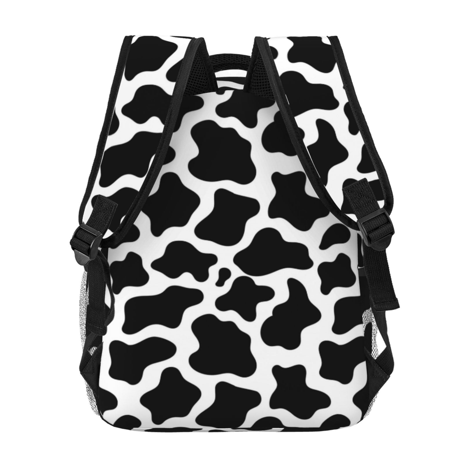 Ratiio Cow Print Black White Print Eco-Friendly Casual Backpack, Water-Resistant Polyester Canvas Daypack with Smooth Zippers, Comfortable & Durable Travel Bag with Laptop Compartment