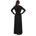 thumbnail image 6 of KOH KOH Long Sleeve V-Neck Bridesmaid Wedding Guest Party Winter Fall Formal Evening Tall Sexy Slit Full Floor Length Gown Maxi Dress For Women Black XXX-Large US 22-24 NT176, 6 of 7