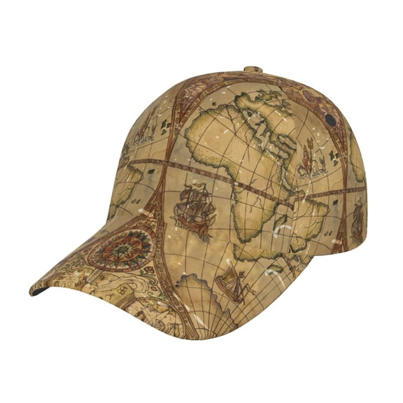 Honeii World Map1 Print Hat, Women's Baseball Hat Unisex Fit, Baseball Cap,Adjustable One Size